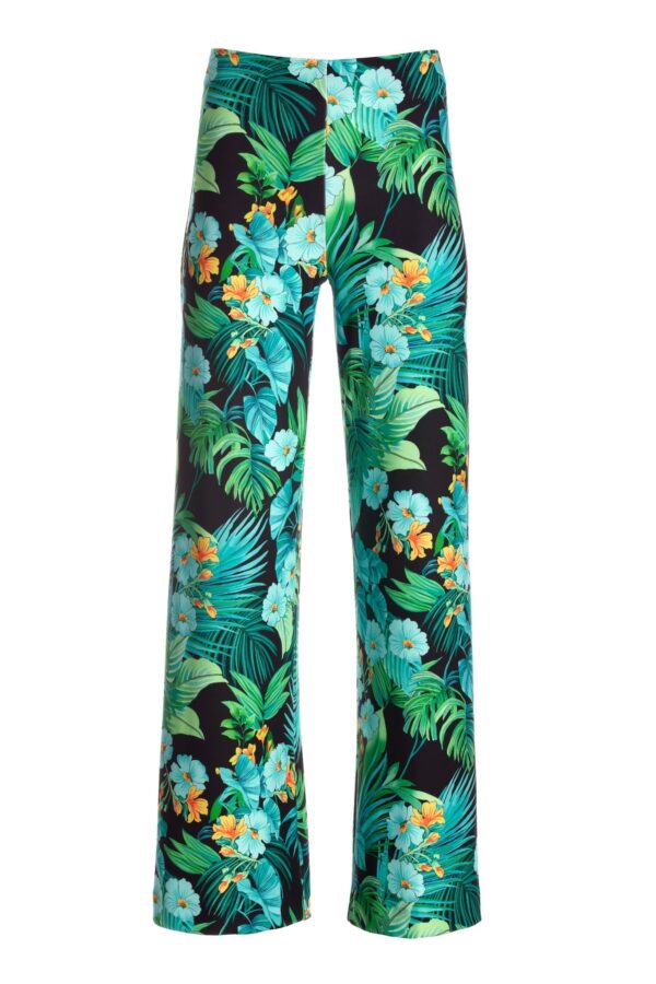 Beyond Travel Tropical Printed High Rise Palazzo Pant Green Multi - Image 2