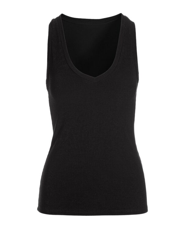 So Essential Ribbed V Neck Tank Black - Image 2