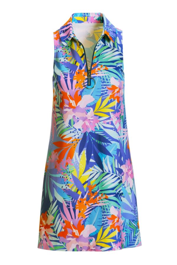 Lush Escape Collared Zip Dress Multi - Image 2