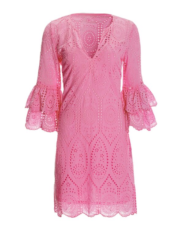 Eyelet Tiered Sleeve Tunic Dress Begonia Pink - Image 2