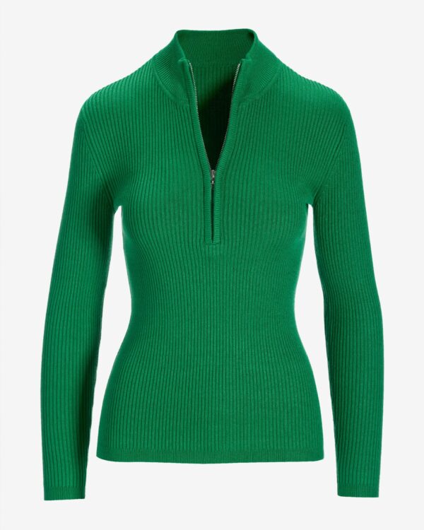 Ribbed Half Zip Up Sweater Monaco Green - Image 2