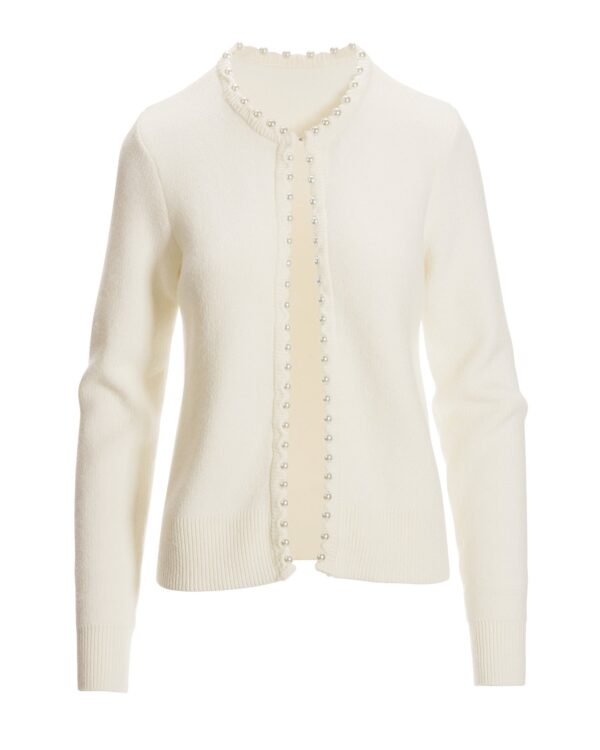 Pearl Trim Cardigan Off White - Image 2