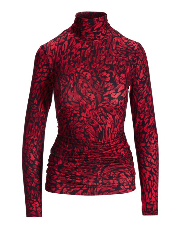 So Chic Crimson Cheetah Turtleneck Red - Image 2