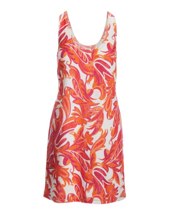 Loop Terry Printed Scoop Neck Tank Dress Orange - Image 2