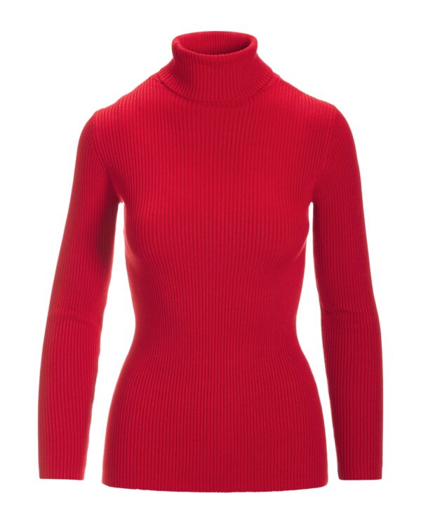 Ribbed Turtleneck Sweater Racing Red - Image 2