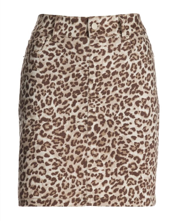 Snow Leopard Print Denim Skort Neutral - Image 2