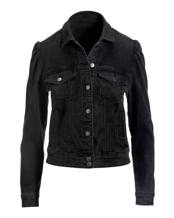 Denim Puff-Sleeve Jacket Black Wash - Image 2