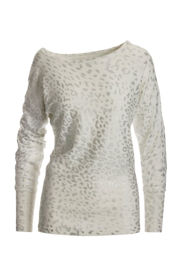 Foil Animal Slouchy Sweater Off White/Silver - Image 2