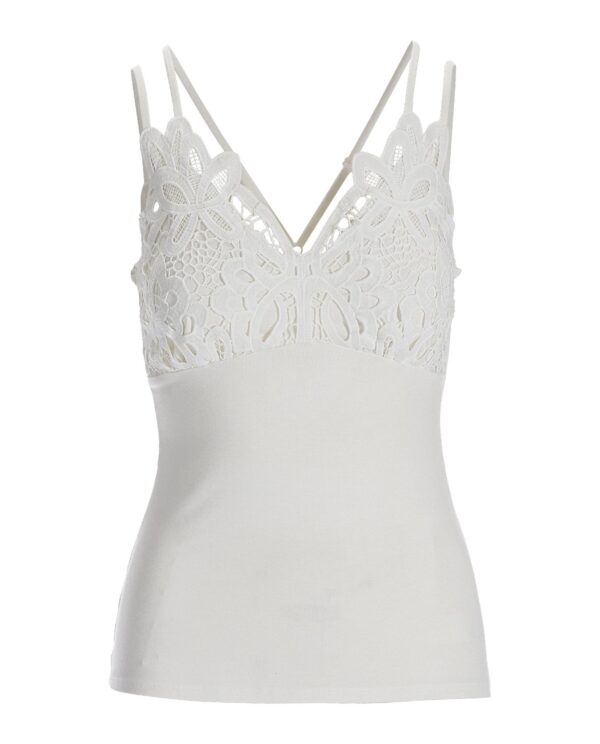 Lace Strappy Tank Top White - Image 2