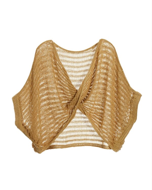 Metallic Twist Sweater Poncho Gold - Image 2