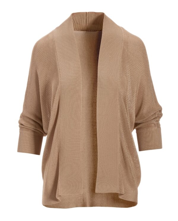 Short Effortless Cardigan Sweater Tan - Image 2